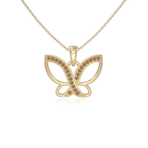 natural citrine butterfly necklaces in yellow gold vermeil 