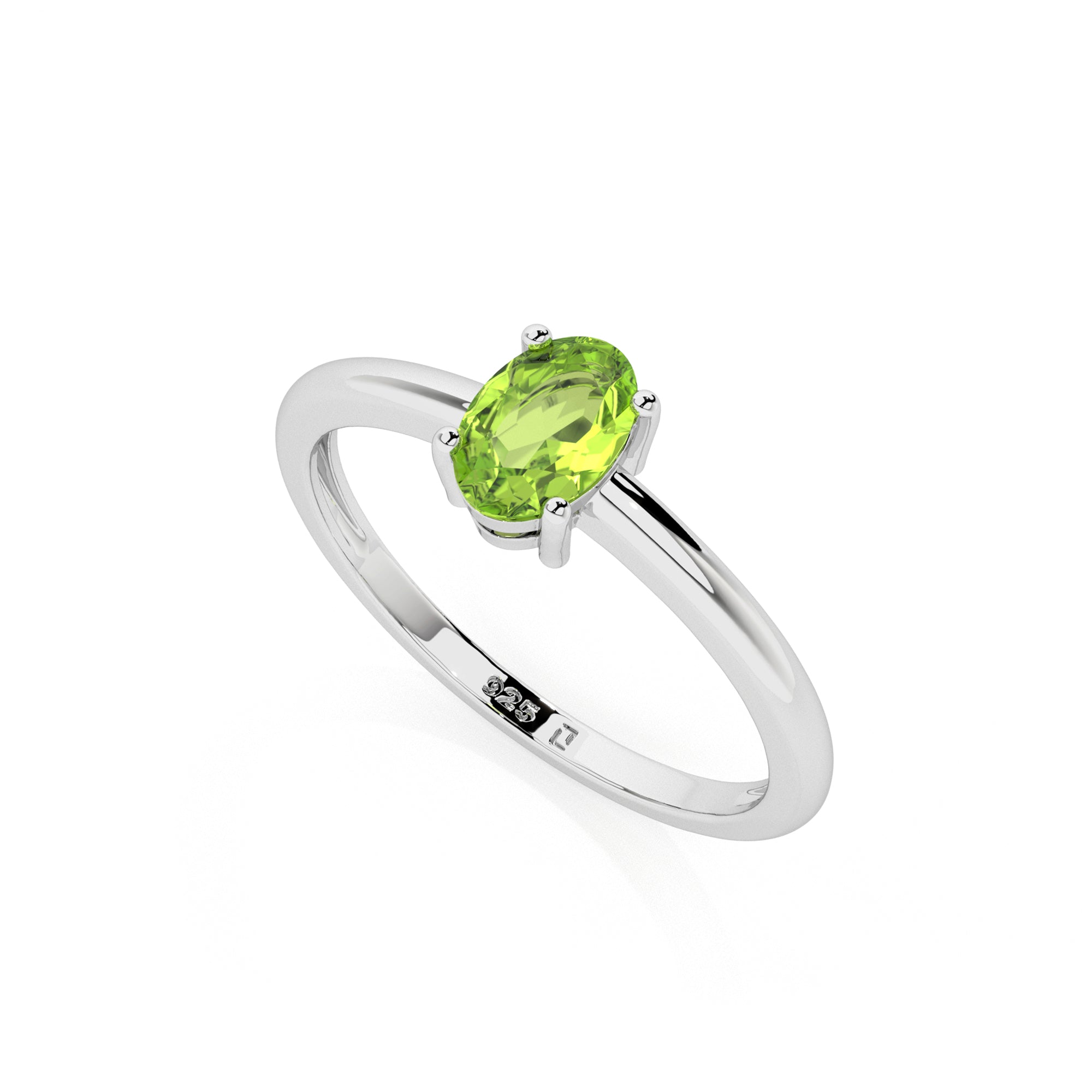 peridot oval cut stackable prong-set ring