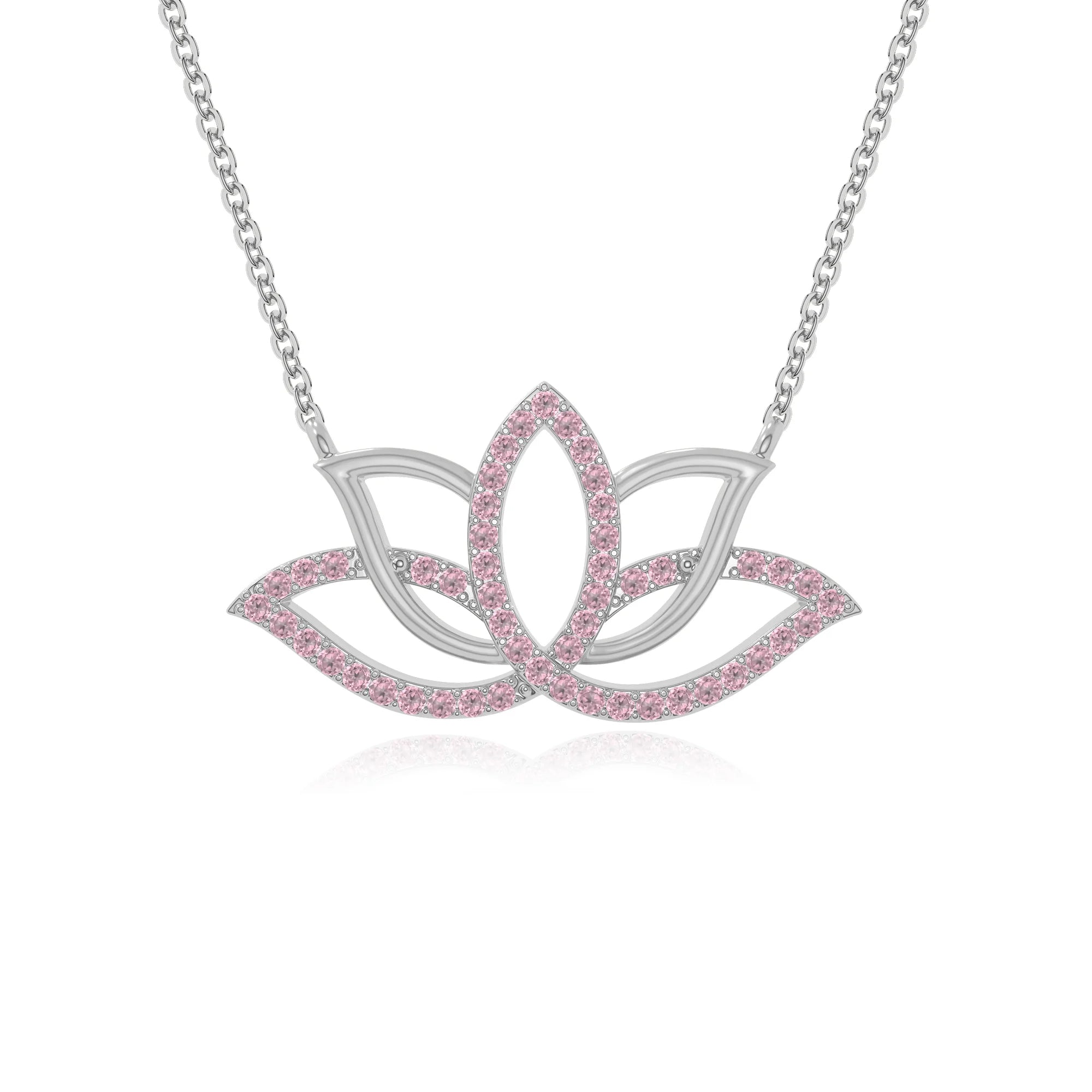 natural pink-tourmaline lotus flower necklaces in sterling silver 