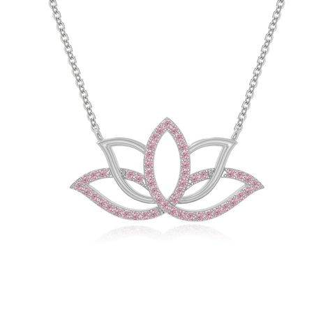 natural pink-tourmaline lotus flower necklaces in sterling silver 