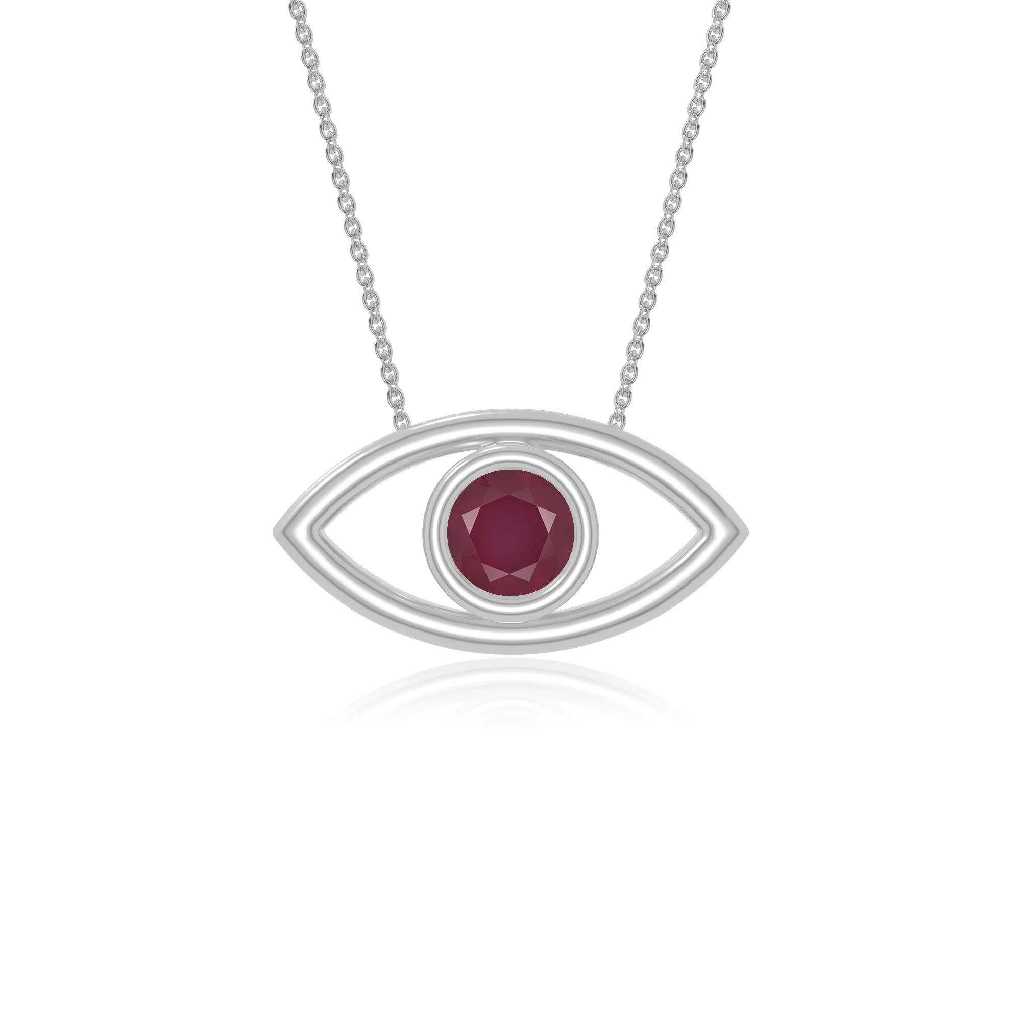 natural ruby evil eye necklaces in sterling silver 