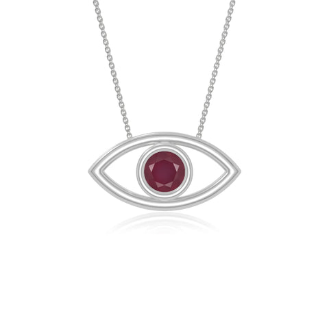 natural ruby evil eye necklaces in sterling silver 