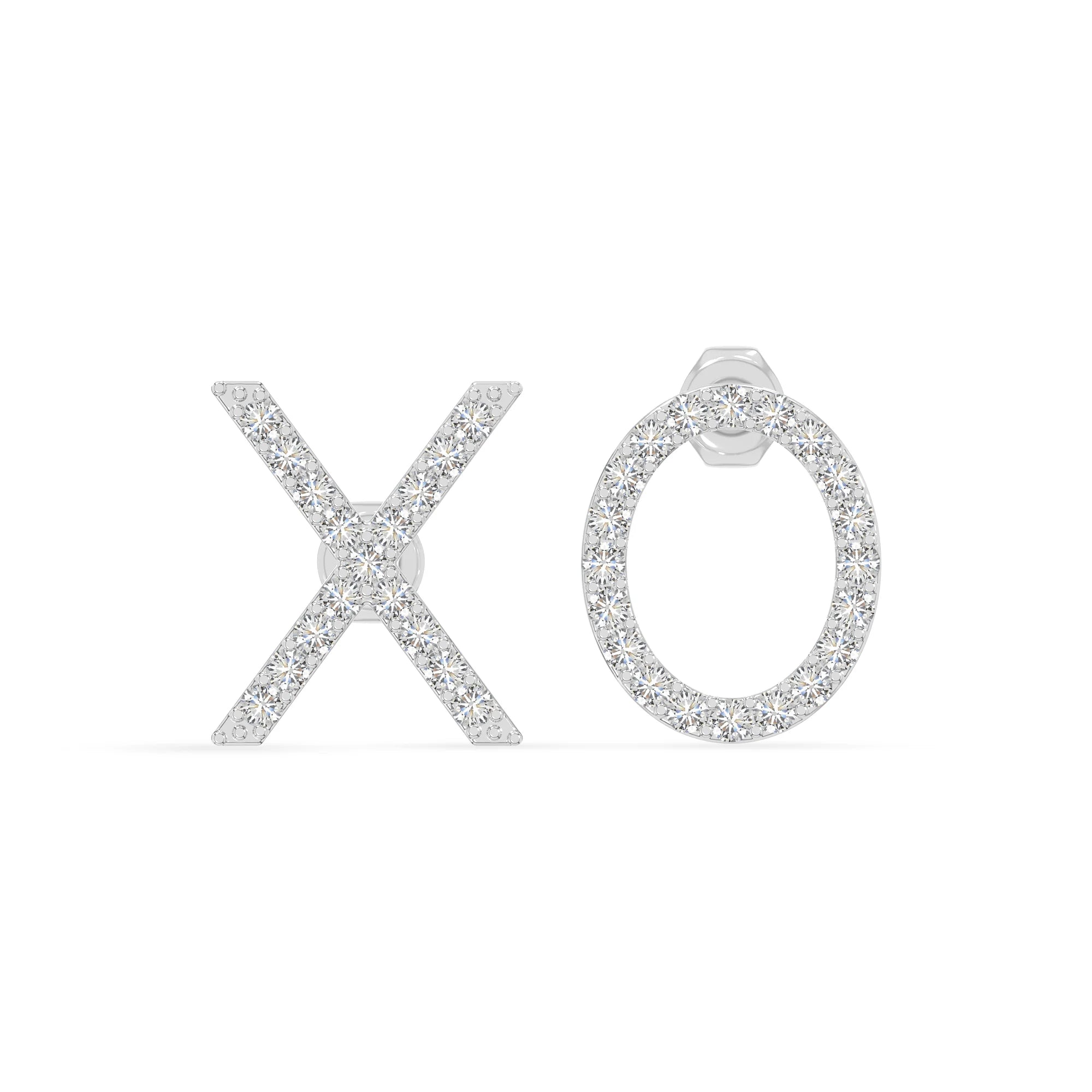 moissanite xo stud earrings in sterling silver 