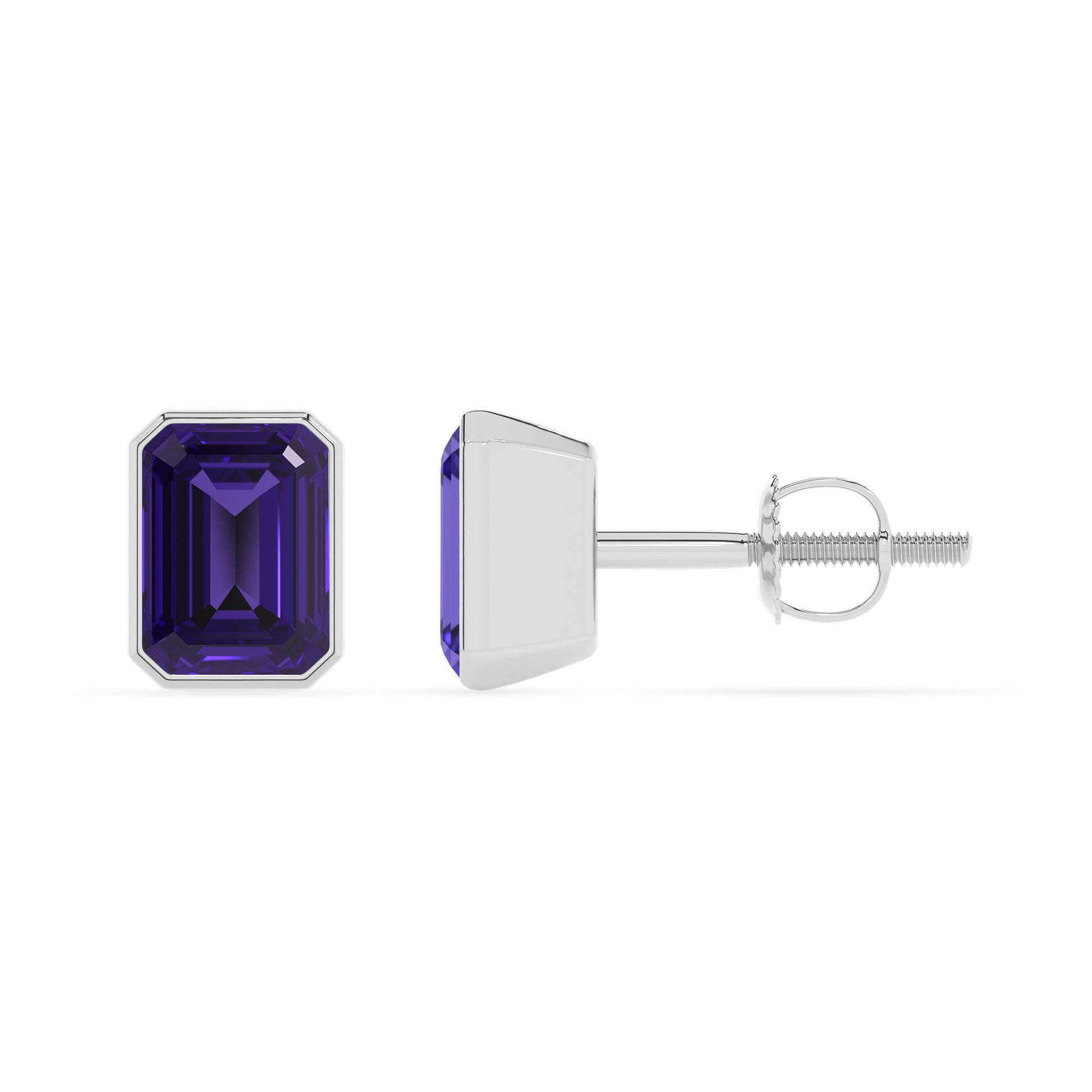 natural tanzanite emerald cut stud earrings 