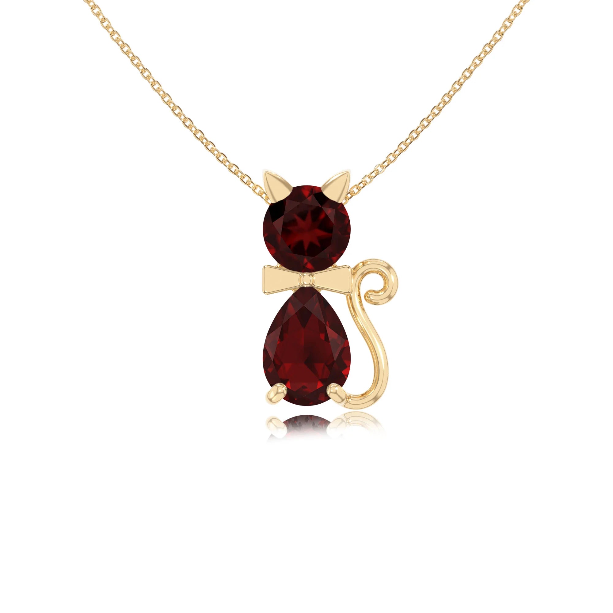 natural garnet cat necklaces in yellow gold vermeil 