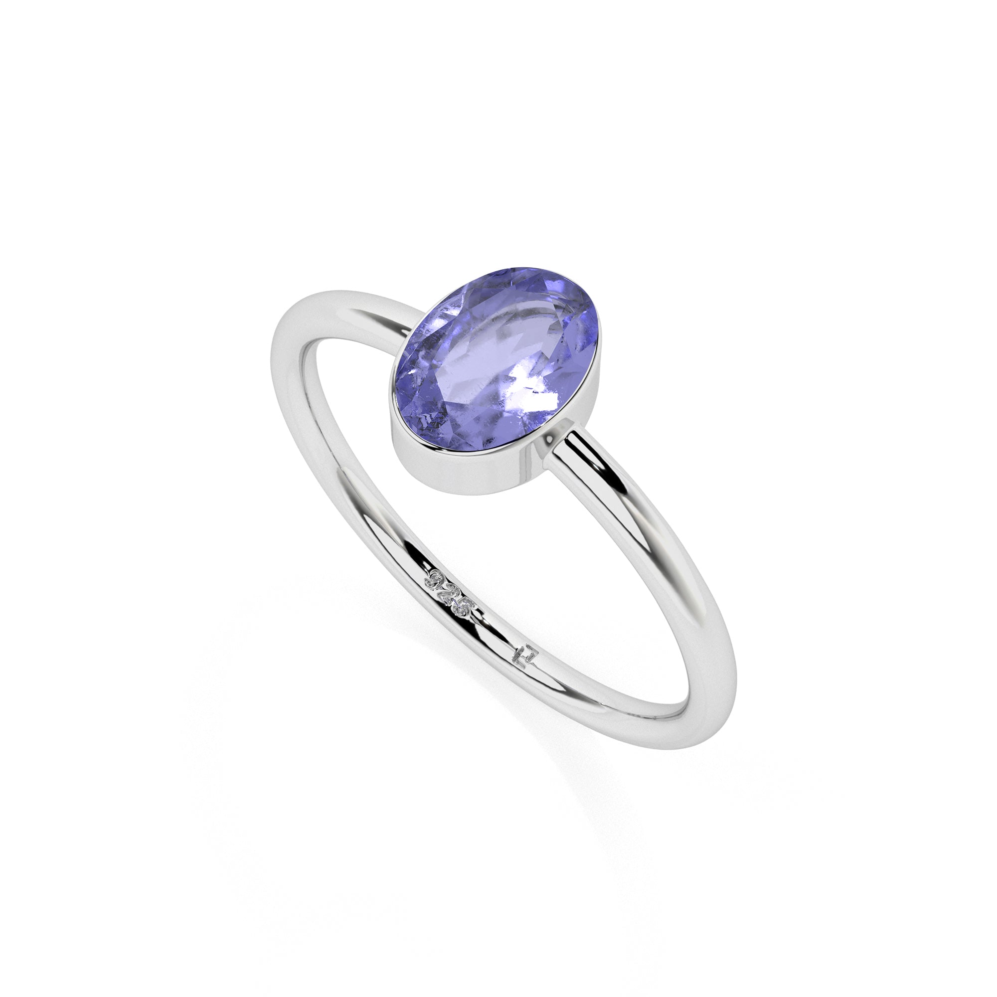 tanzanite oval cut stackable bezel-set ring