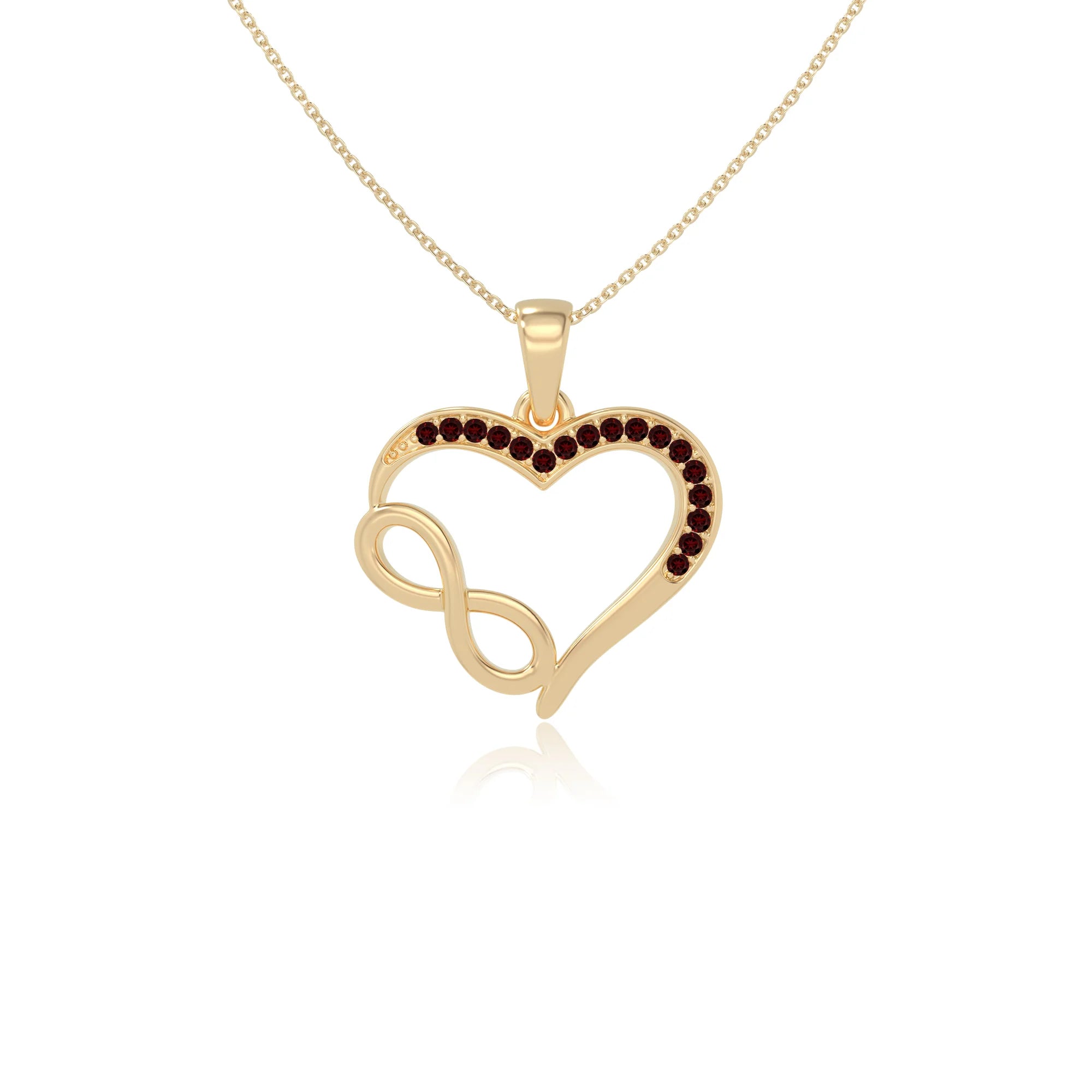 natural garnet infinity necklaces in yellow gold vermeil 