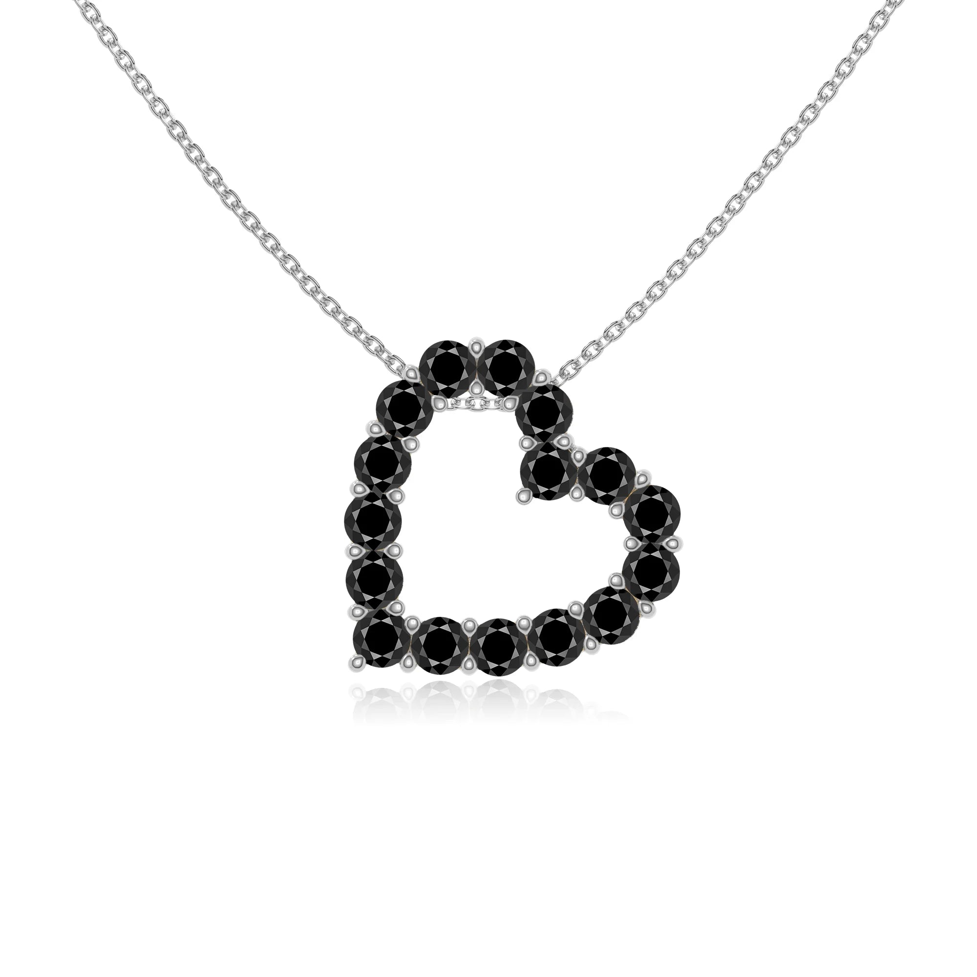 natural black-onyx heart necklaces in sterling silver 