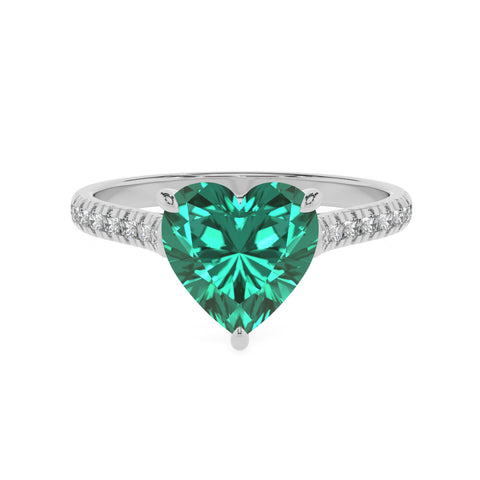 lab-grown emerald heart half eterity solitaire engagement ring