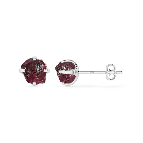 natural pink tourmaline rough shape stud earrings