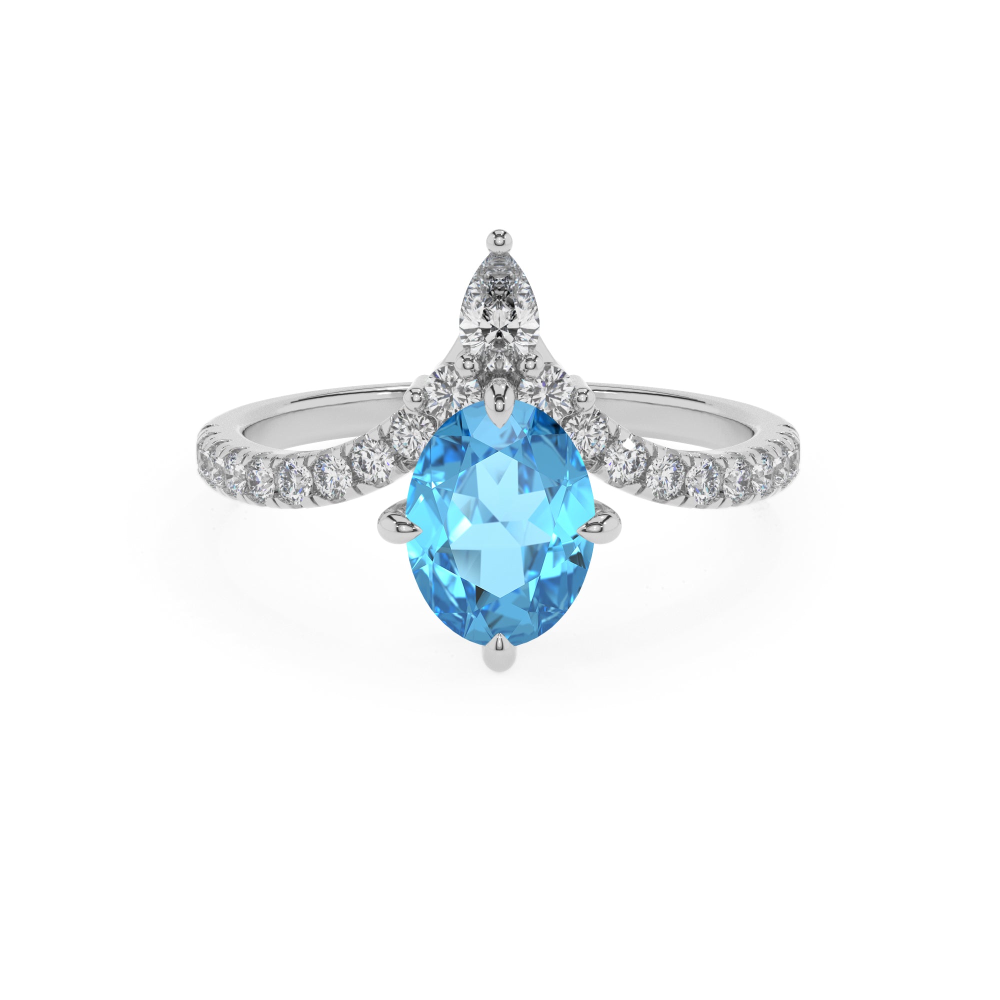 natural swiss blue topaz oval solitaire engagement ring