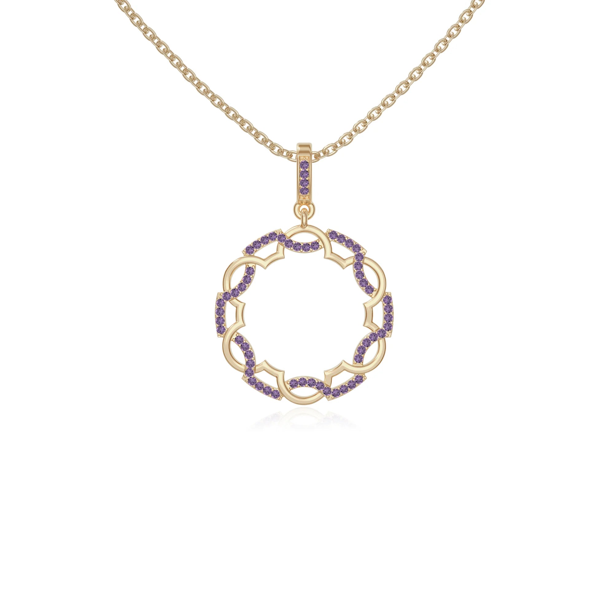 natural amethyst infinity love knot necklaces in yellow gold vermeil 