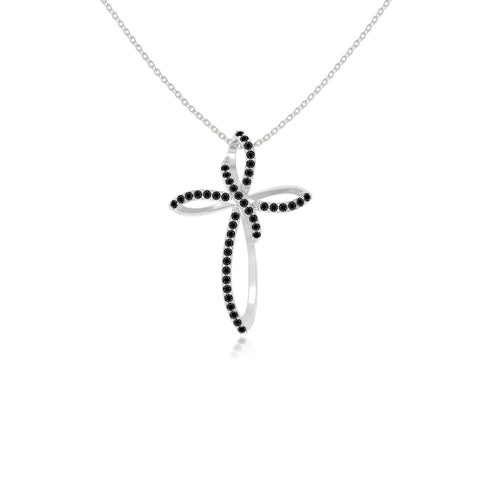 natural black-onyx infinity cross necklaces in sterling silver 