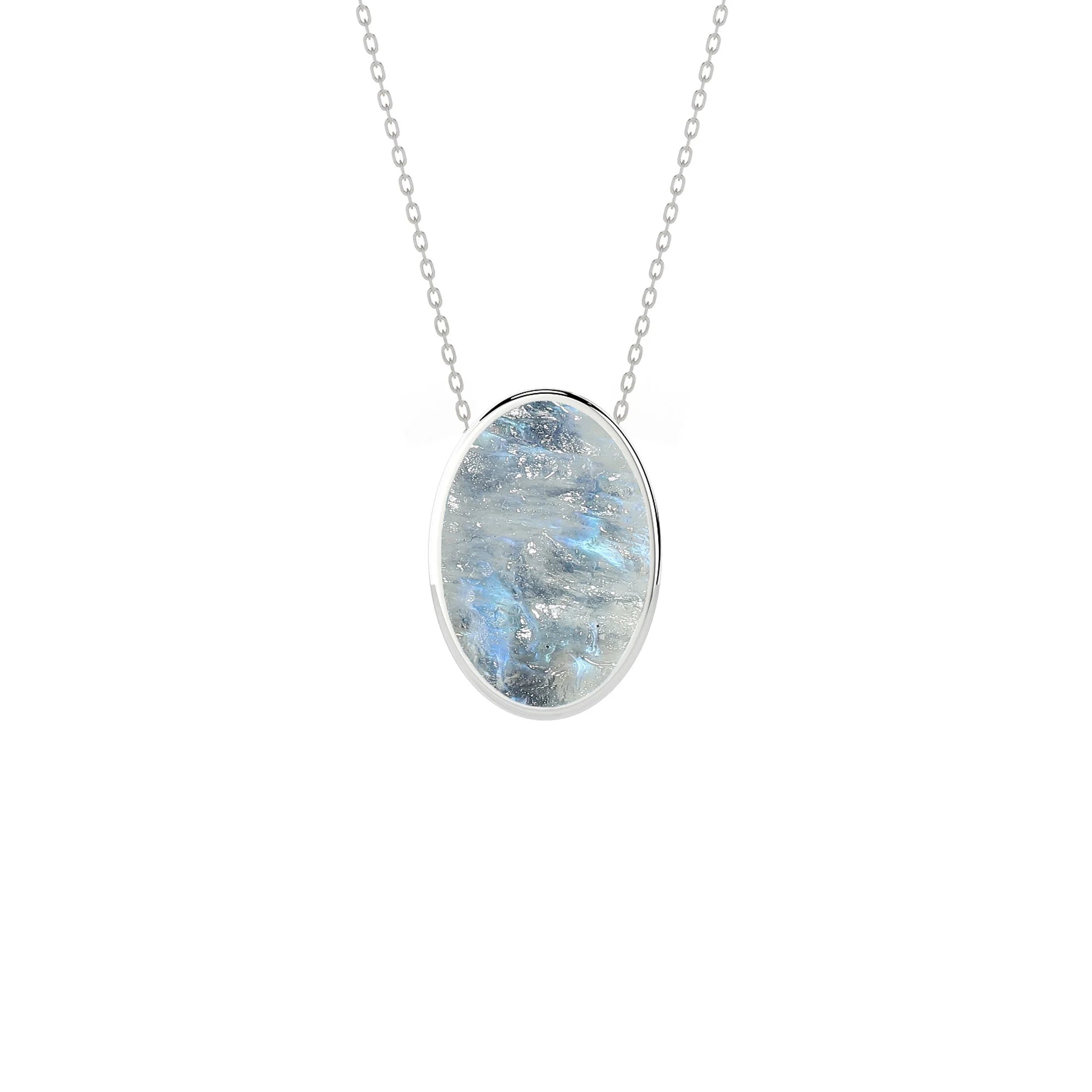 natural rainbow-moonstone oval shape pendant necklace