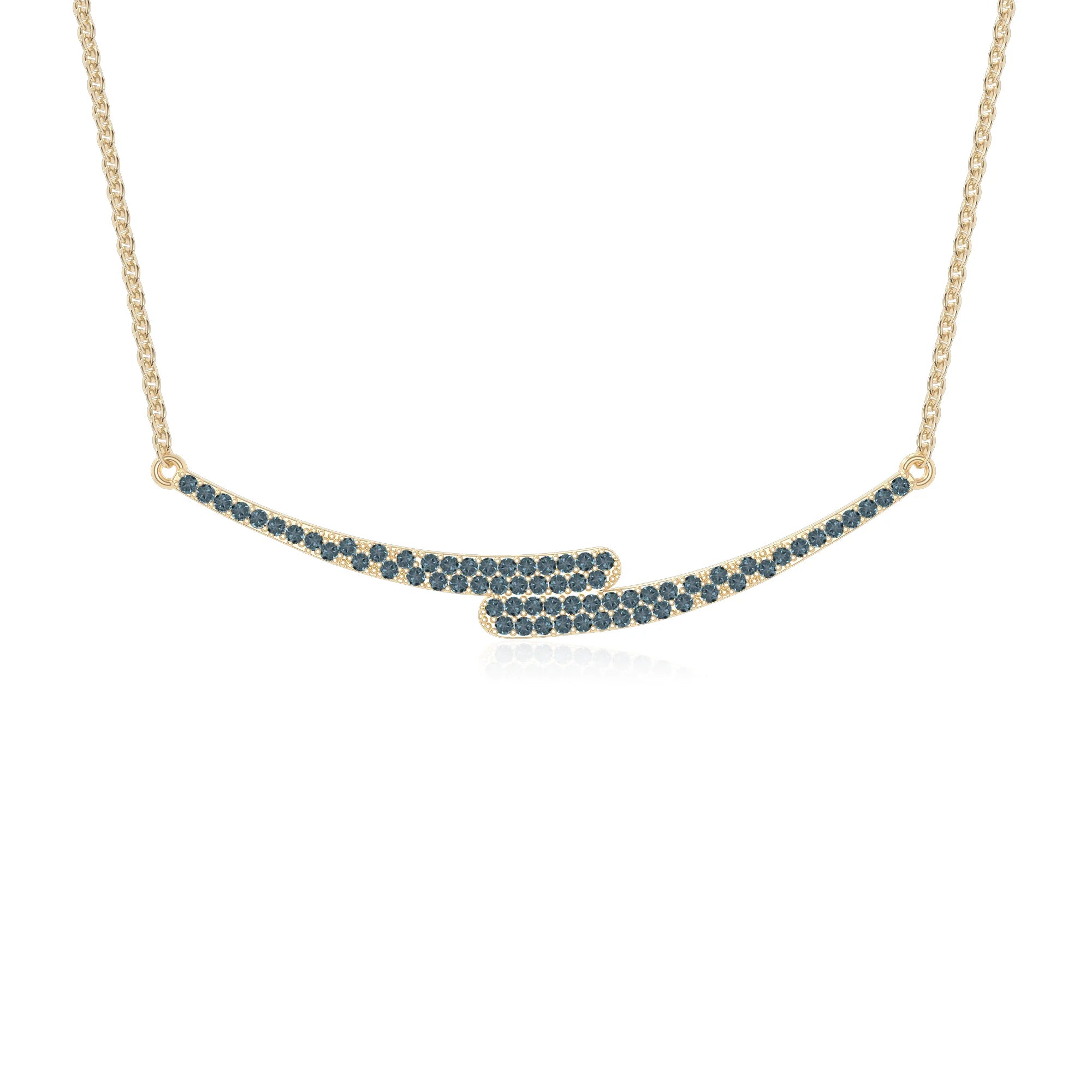 natural london-blue-topaz bypass curved bar necklaces in yellow gold vermeil 