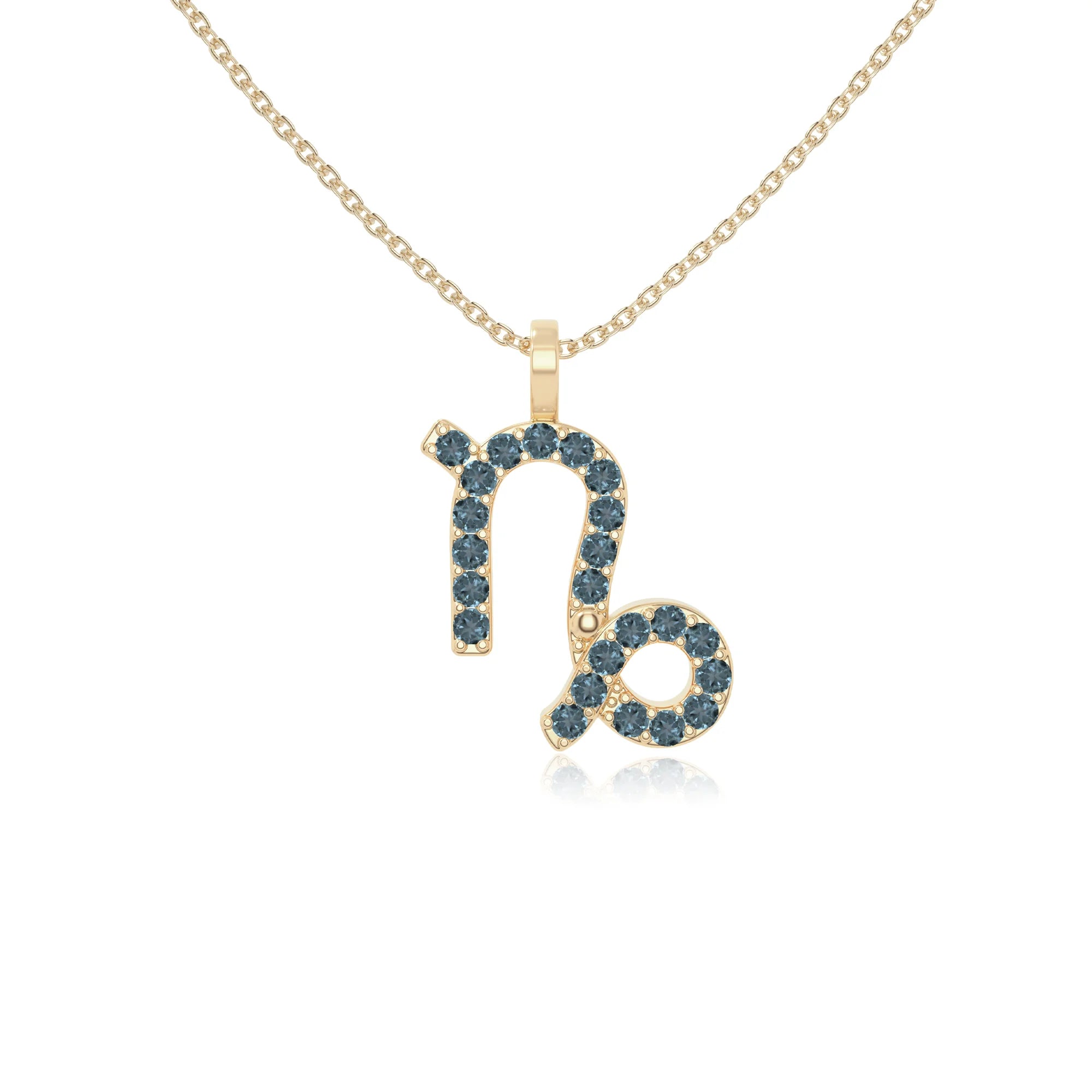 natural london-blue-topaz capricorn zodiac necklaces in yellow gold vermeil 