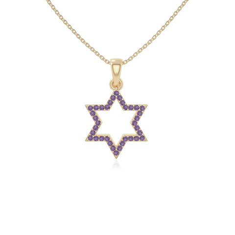 natural amethyst star of david necklaces in yellow gold vermeil 