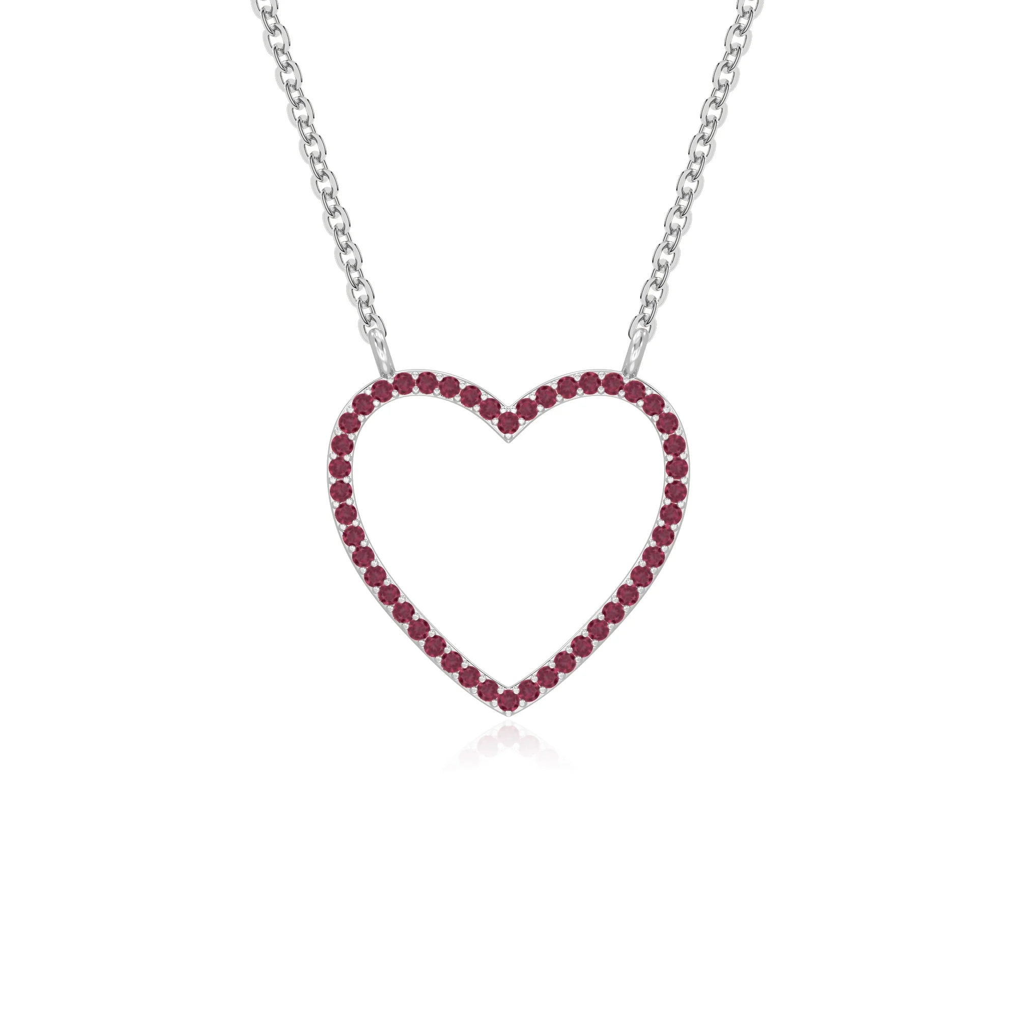 natural ruby heart necklaces in sterling silver 