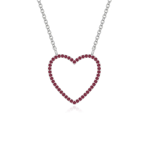 natural ruby heart necklaces in sterling silver 