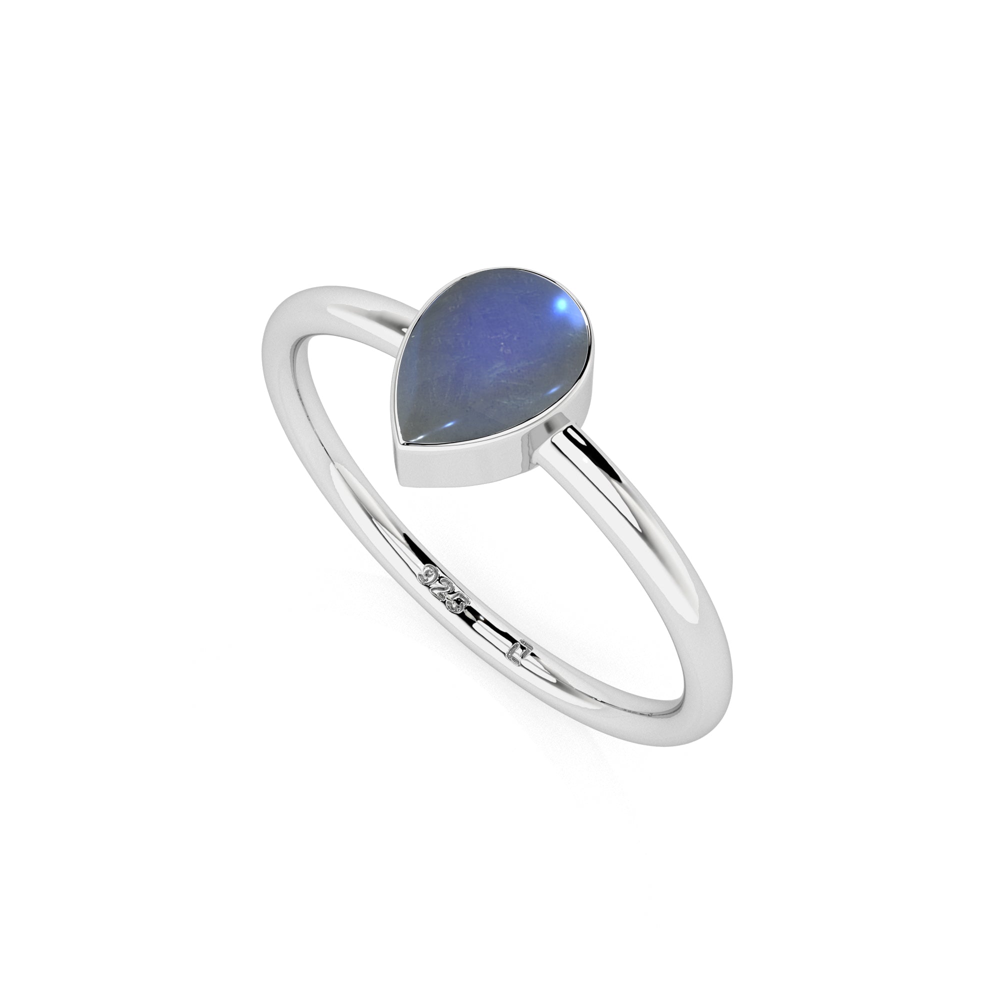 labradorite pear cab stackable bezel-set ring