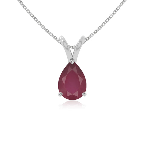 natural ruby v-bale solitaire necklaces in sterling silver 