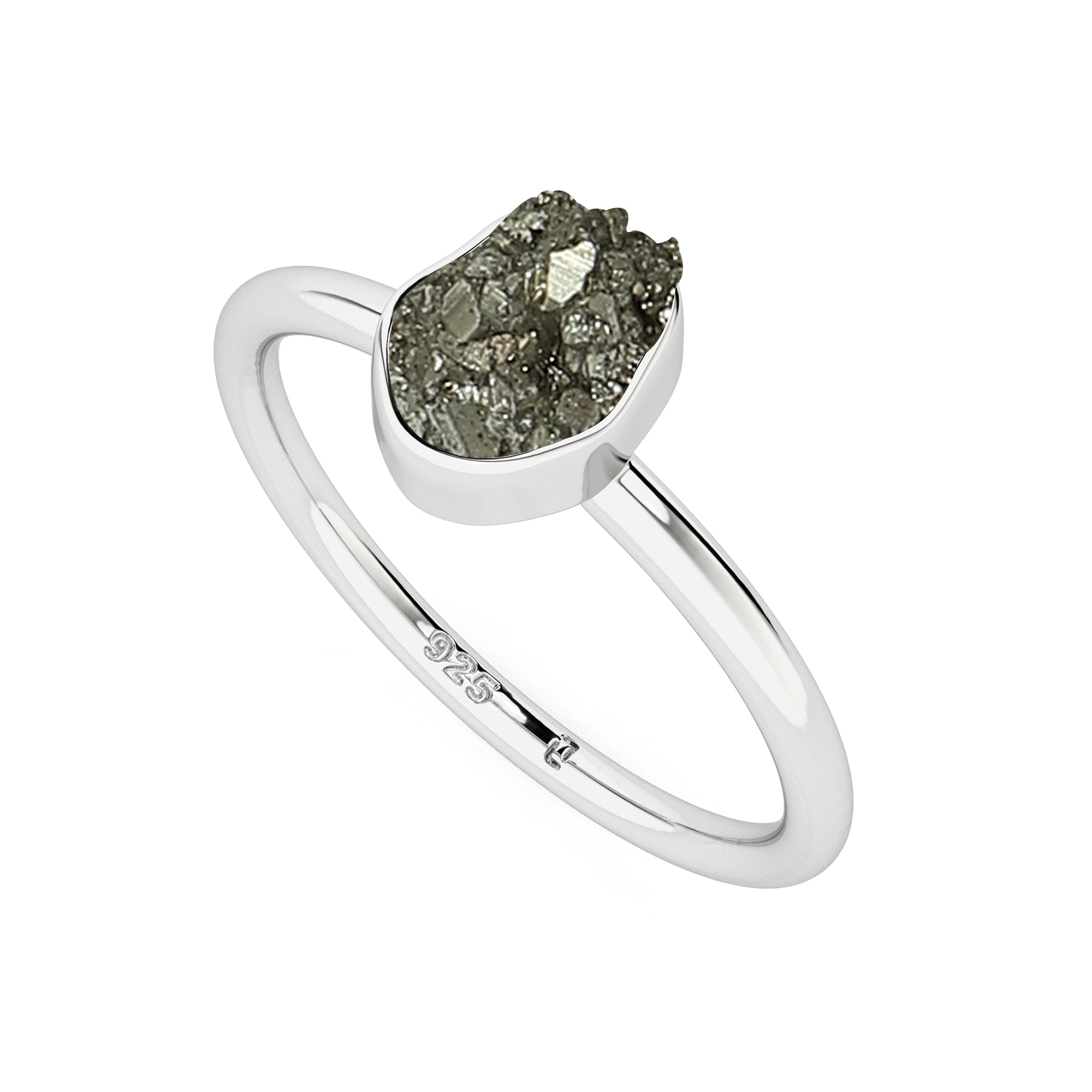 pyrite rough shape stackable bezel-set ring