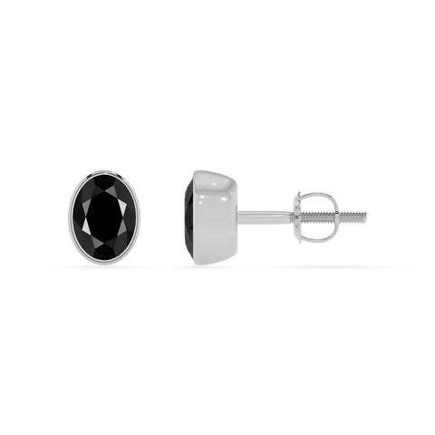 natural black onyx oval stud earrings 