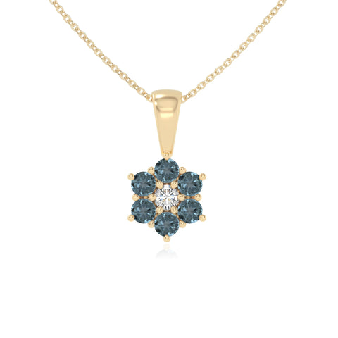 natural london-blue-topaz flower necklaces in yellow gold vermeil 