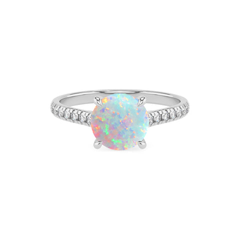 lab grown opal round half eterity solitaire engagement ring