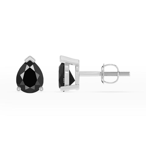 natural black onyx pear stud earrings 