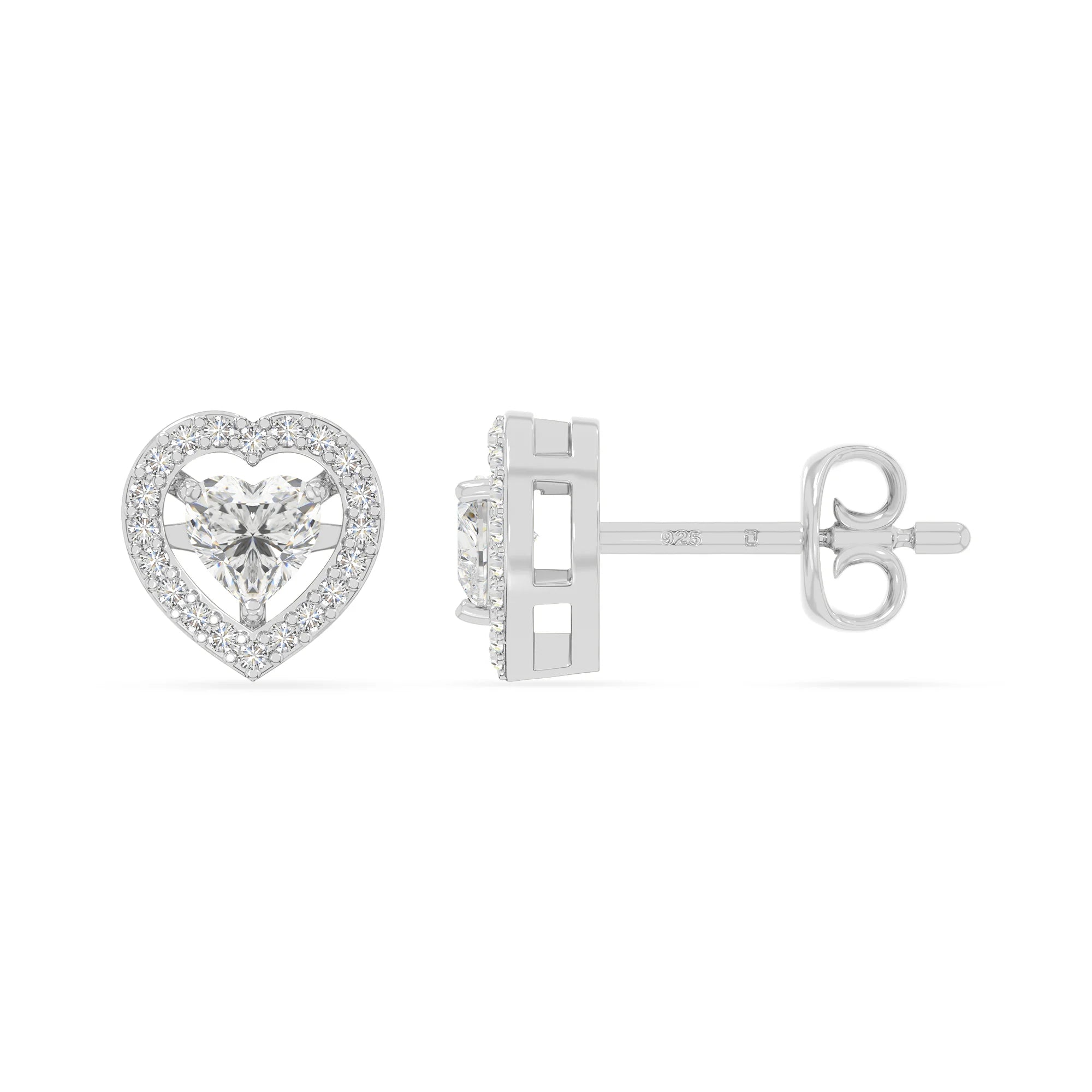 moissanite halo stud earrings in sterling silver 