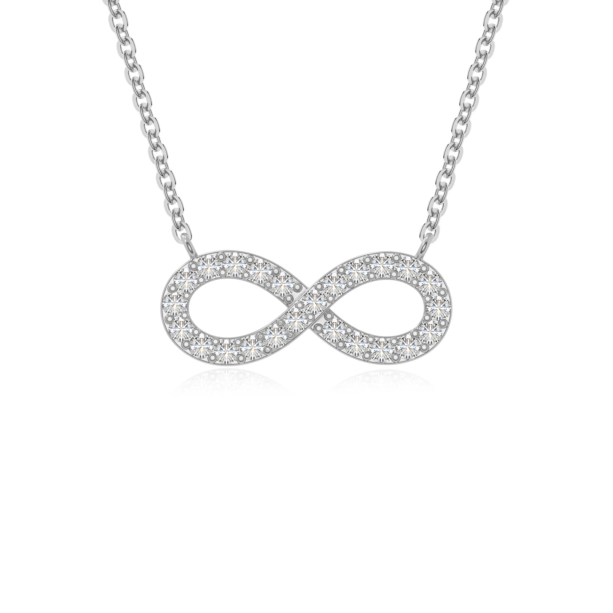 moissanite infinity necklaces in sterling silver 