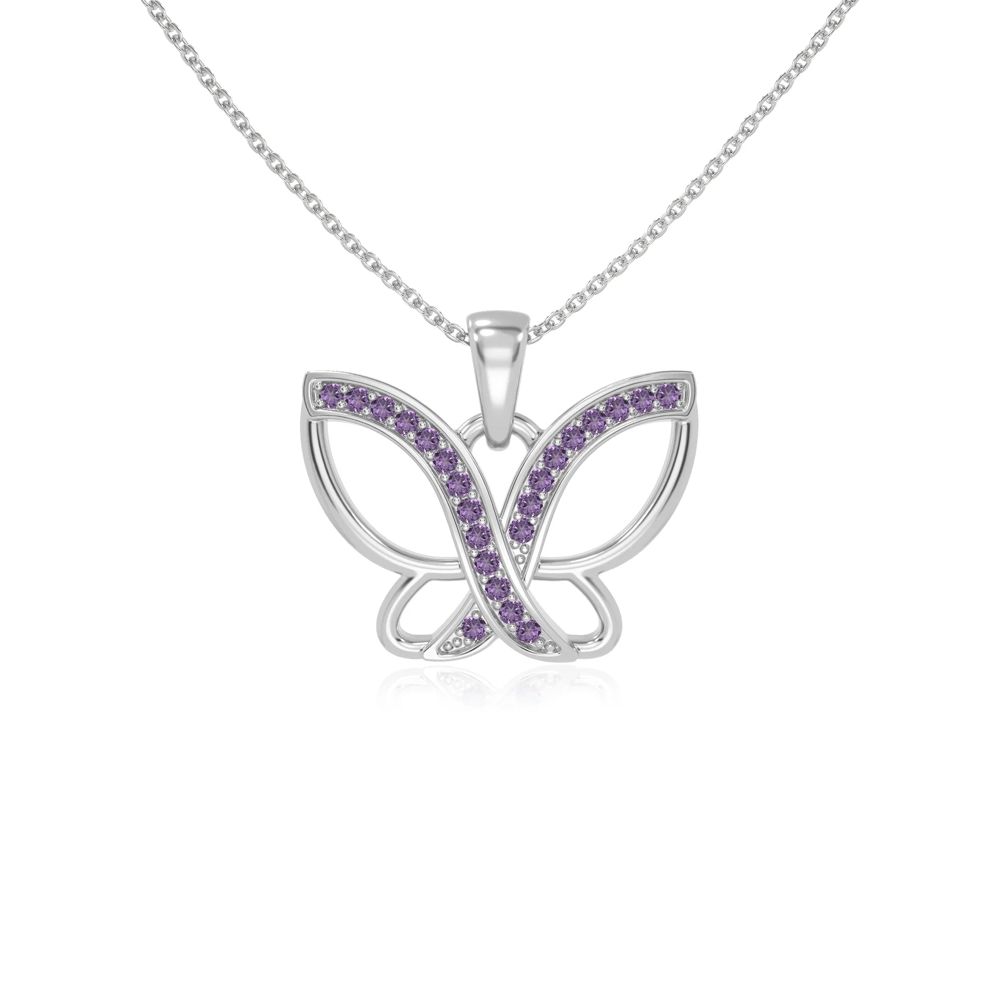 natural amethyst butterfly necklaces in sterling silver 