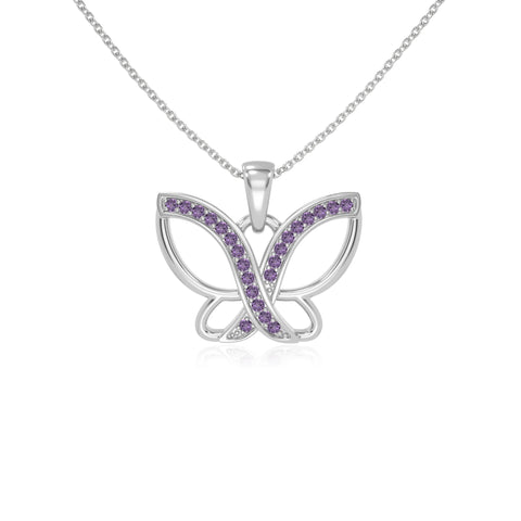 natural amethyst butterfly necklaces in sterling silver 
