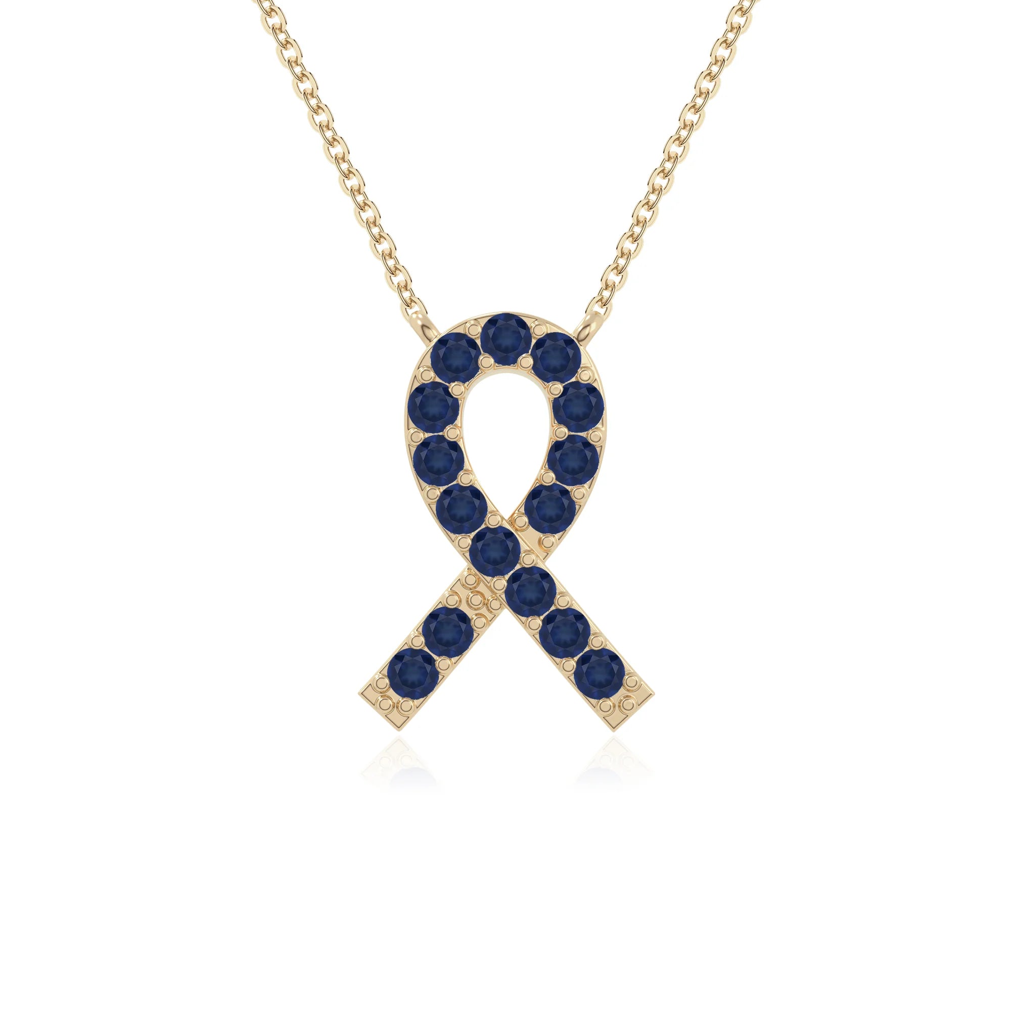 natural blue sapphire cancer ribbon necklaces in yellow gold vermeil 