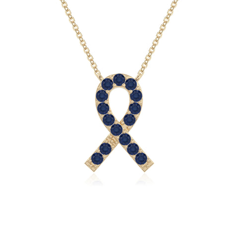 natural blue sapphire cancer ribbon necklaces in yellow gold vermeil 