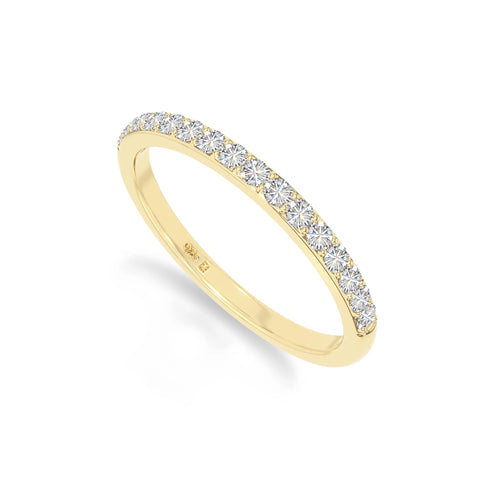 natural moissanite half eternity band rings in yellow gold vermeil