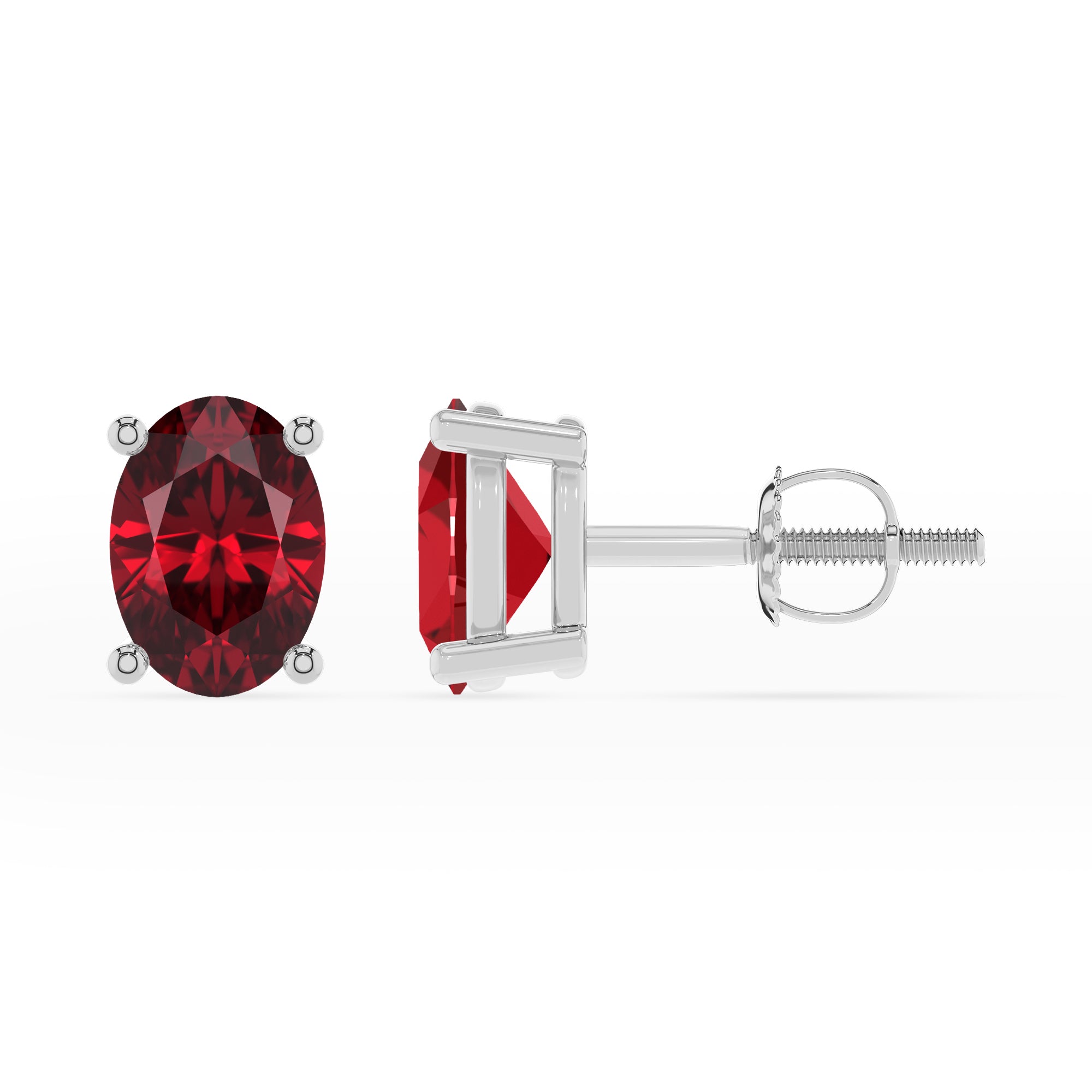 lab grown ruby oval stud earrings 