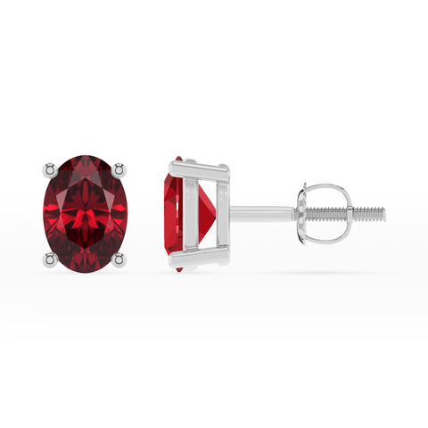 lab grown ruby oval stud earrings 