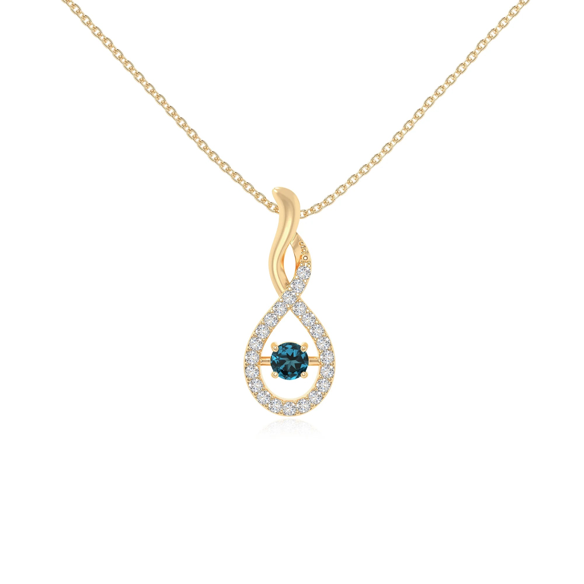 natural london-blue-topaz infinity necklaces in yellow gold vermeil 