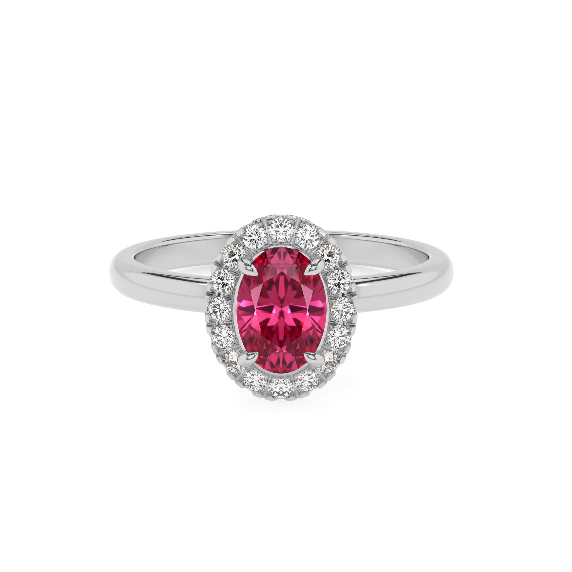 lab-grown pink-tourmaline oval halo solitaire engagement ring