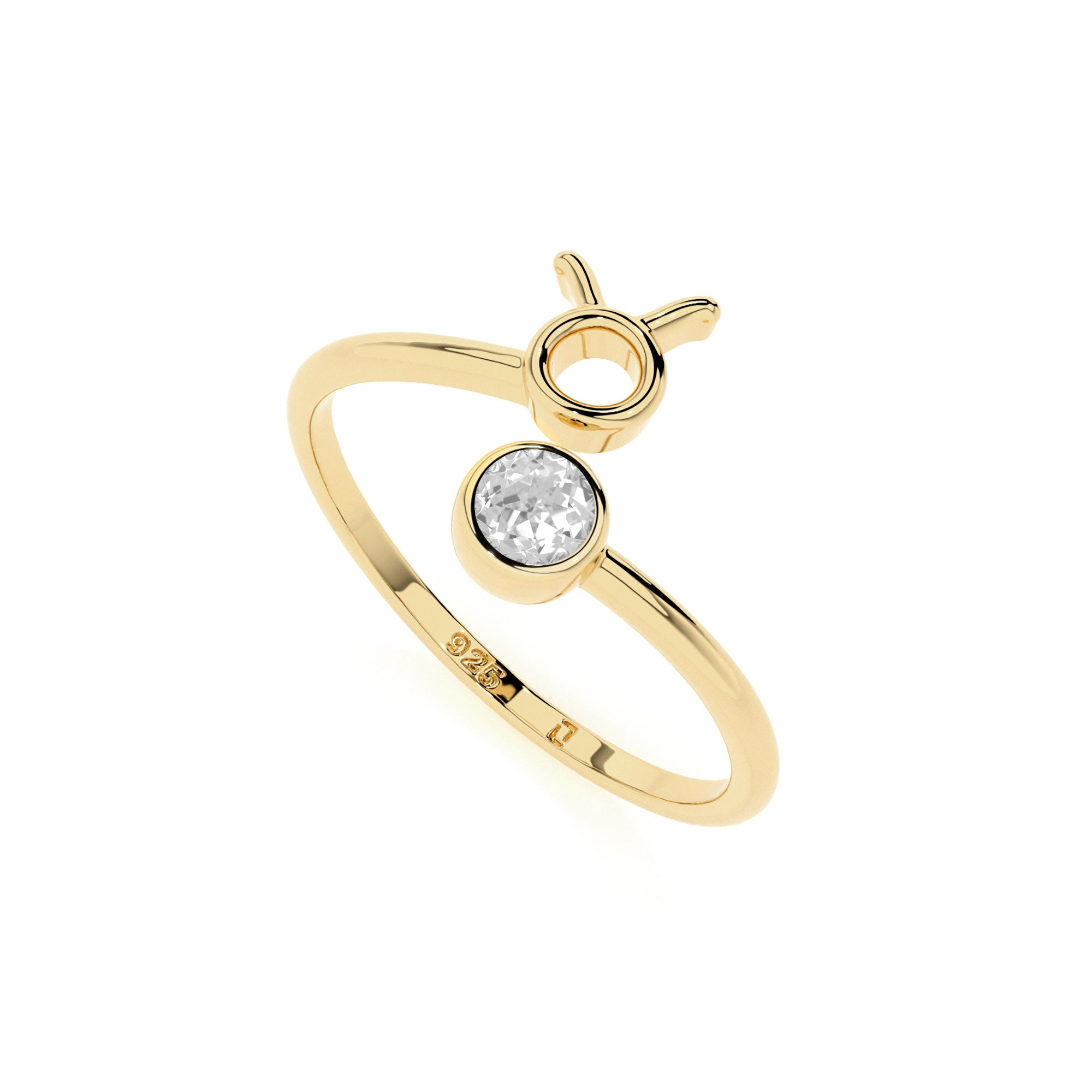 taurus zodiac ring with natural white topaz gold vermeil