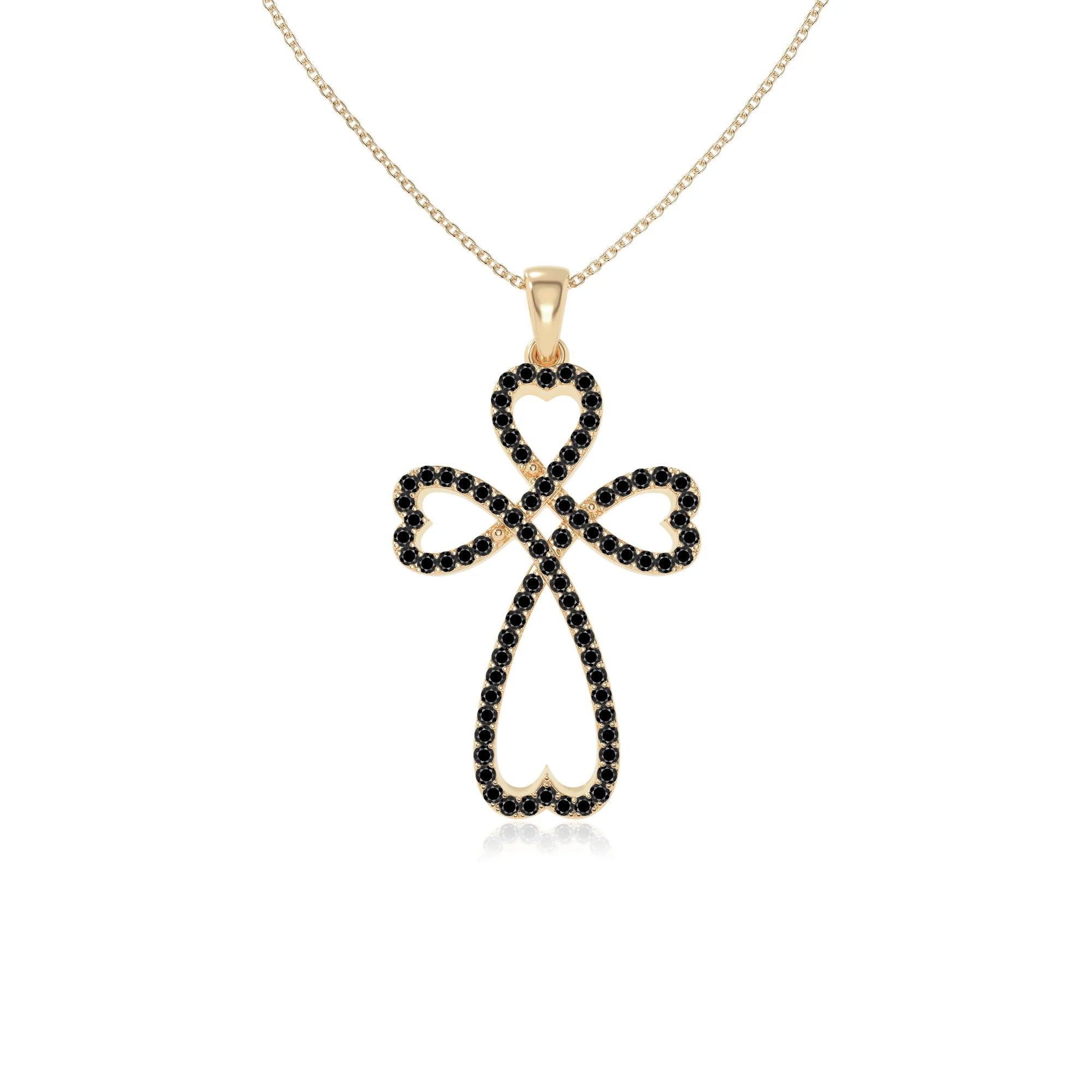 natural black-onyx infinity cross necklaces in yellow gold vermeil 