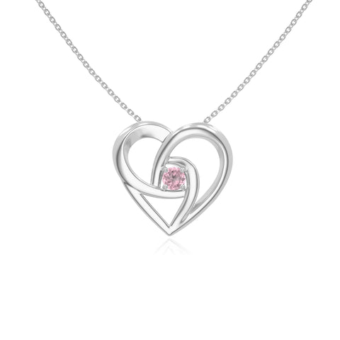 natural pink-tourmaline floral heart necklaces in sterling silver 
