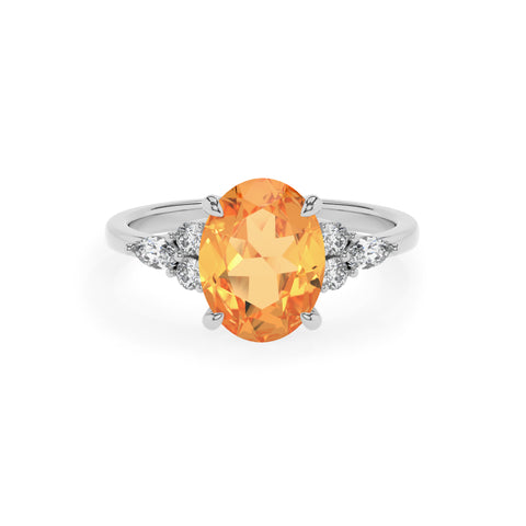 lab-grown citrine oval solitaire engagement ring