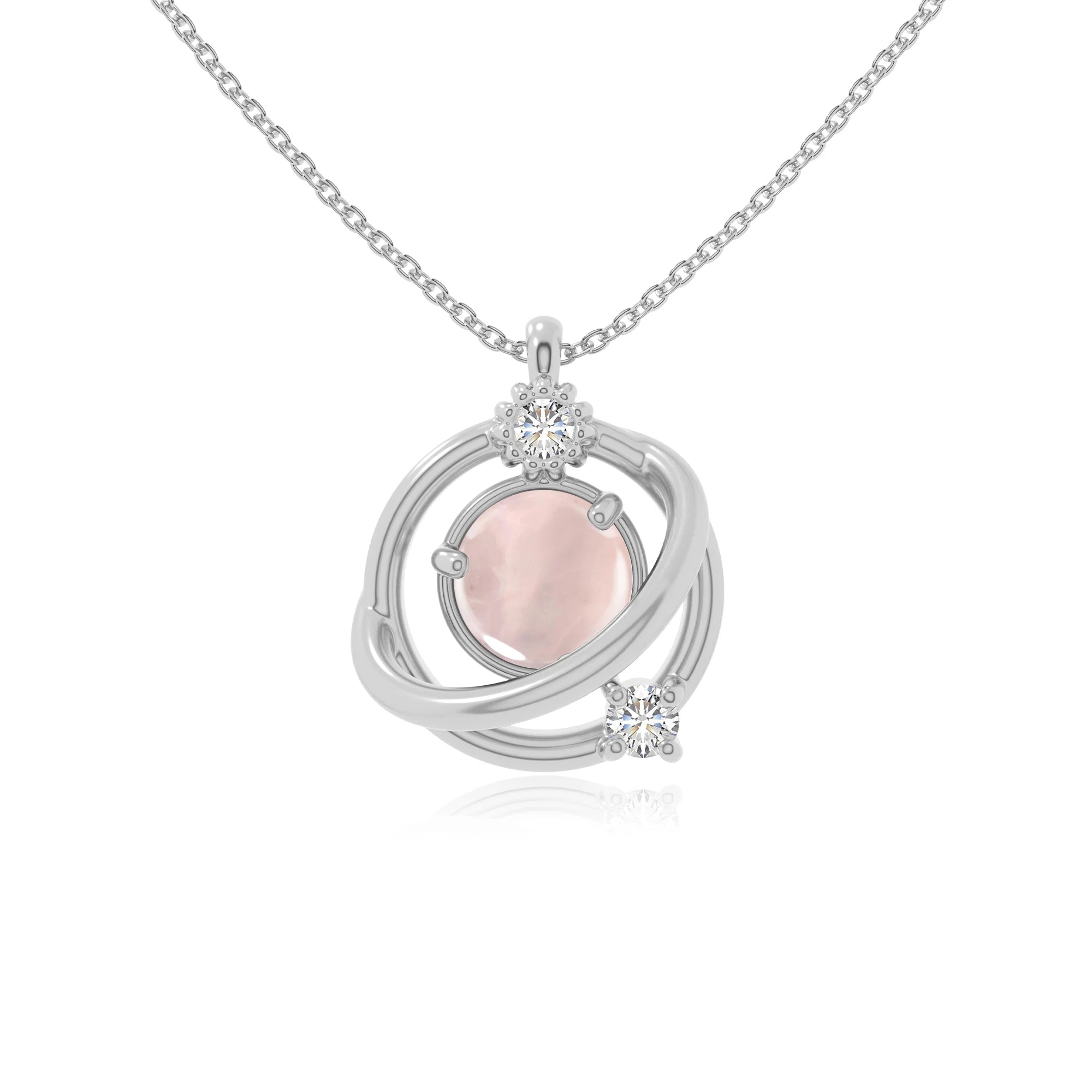 rose quartz galaxy necklaces in sterling silver 