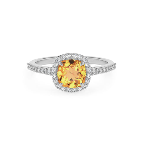 lab-grown citrine cushion half eterity halo solitaire engagement ring