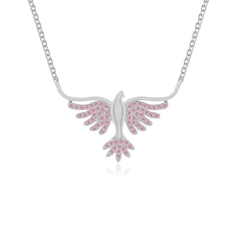 natural pink-tourmaline phoenix eagle necklaces in sterling silver 