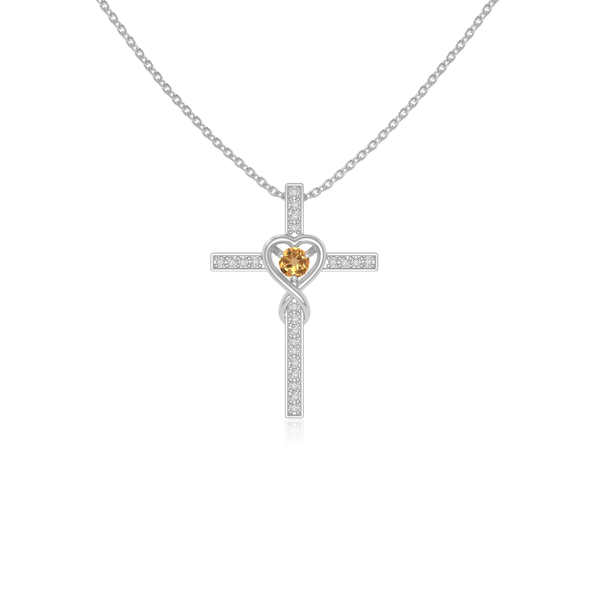 natural citrine infinity cross necklaces in sterling silver 