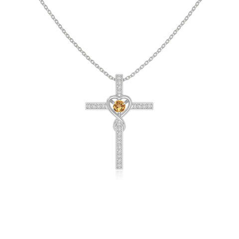 natural citrine infinity cross necklaces in sterling silver 